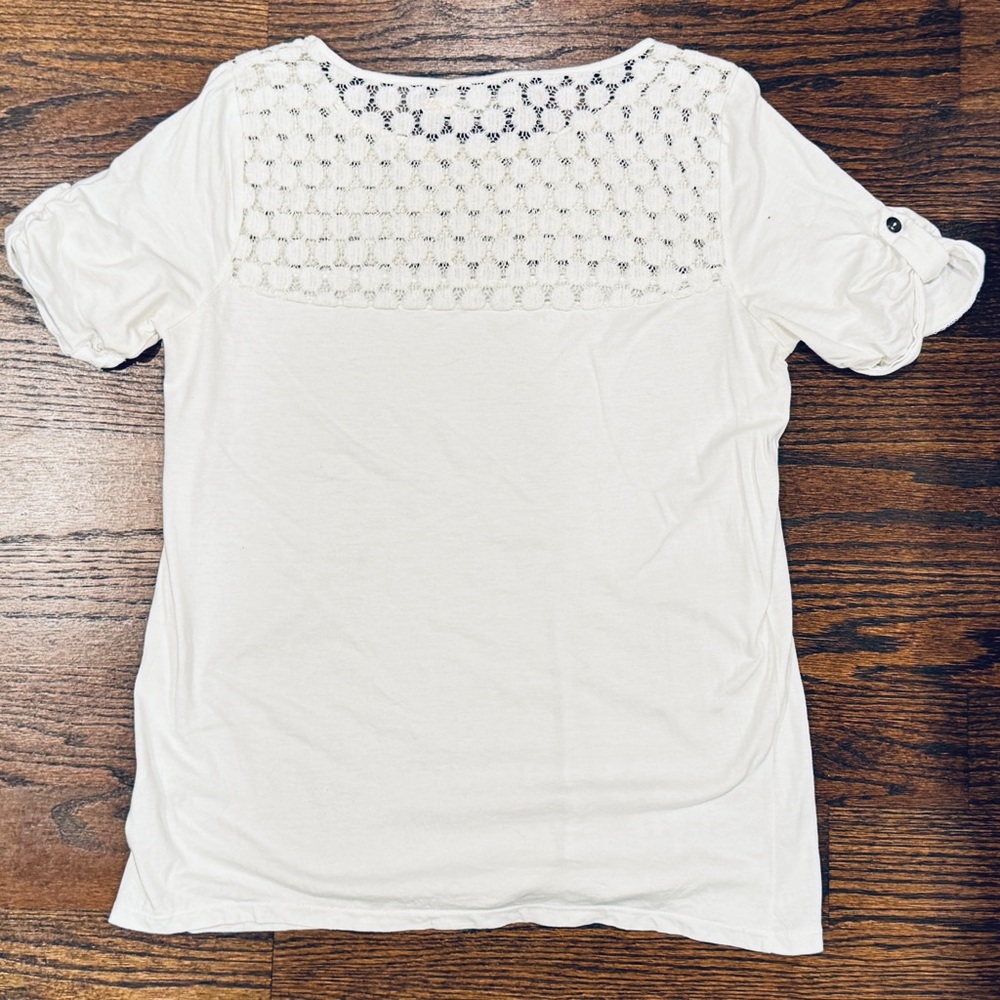 Madewell Lace Inset T-Shirt | Size M - Picture 2 of 4